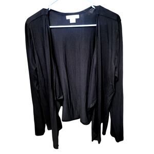 Liz Claiborne Black Open Folded/Ruffle Front Cardigan - XL